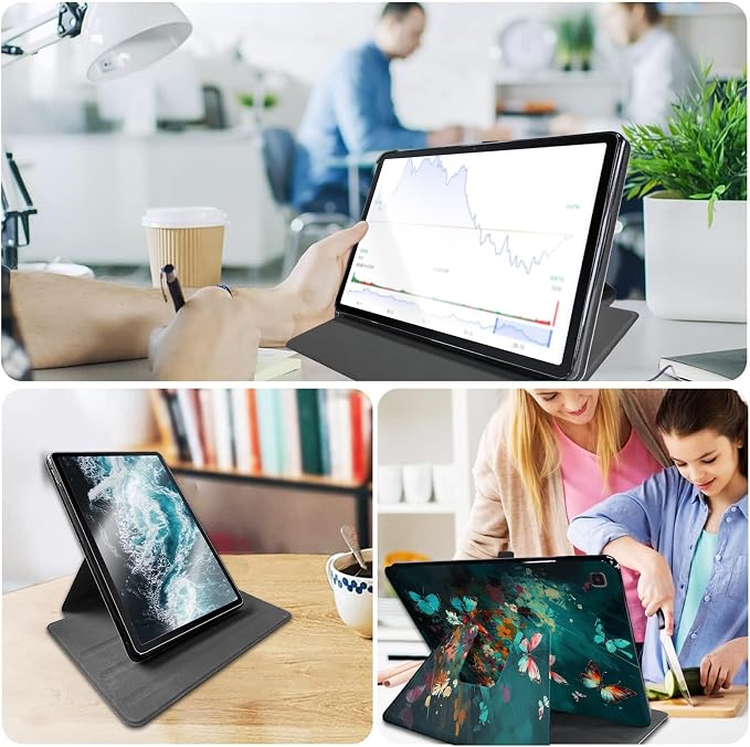 for Samsung Galaxy Tab S6 (10.5 inch) Tablet 2019 release-360 Degree Rotating Stand PU Leather Cover with Auto Wake/Sleep + S Pen HolderArt Butterfly