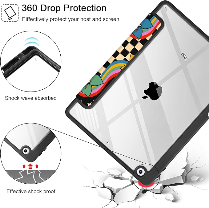Tuiklol for iPad 10.2 inch 9th / 8th / 7th Gen 2021 2020 2019 Release Case | Built in Pencil Holder - TPU Protection Trifold Stand Stand Clear Back Tablet Cover With Auto Wake/Sleep Blue berries