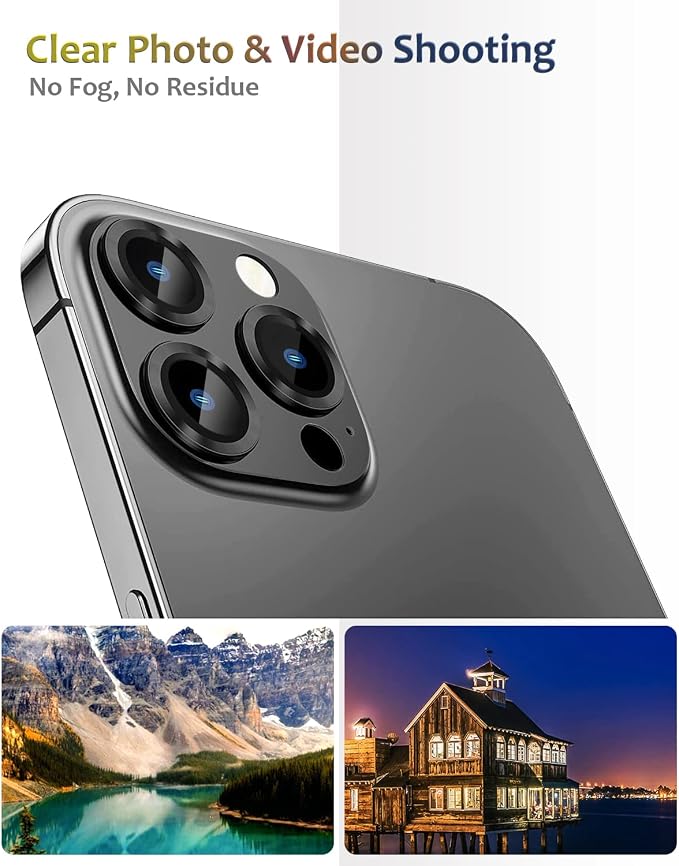 [2 Pack] Compatible for iPhone 13 Pro/iPhone 13 Pro Max Camera Lens Protector Metal Plus Tempered Glass Camera Cover Oneness Design Ultra Clear Anti-Explosion Black+Black