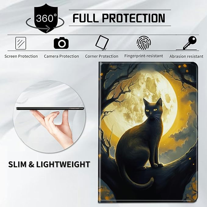 Case for Samsung Galaxy Tab A9 Plus 2023/A11 Plus 2025 11 inch Lightweight Protective PU Leather Smart Stand Cover with Auto Wake Sleep Tablet Case Cover - American Flag &amp Fish