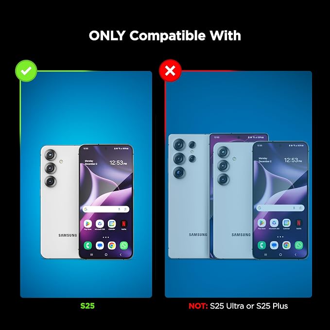 magglass Designed for Samsung Galaxy S25 Tempered Glass Screen Protector [Fingerprint Compatible] with Camera Lens Guard (Applicator Included)
