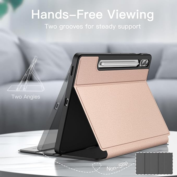 JETech Case for Samsung Galaxy Tab S9 FE+ / S9 FE Plus 12.4-Inch with S Pen Holder Slim Folio Stand Protective Tablet Cover Multi-Angle Viewing (Black)