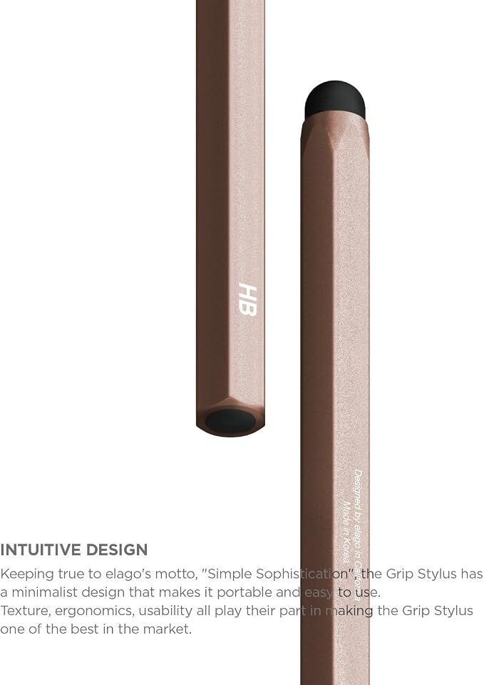 elago Premium Aluminum Hexa Stylus Pens for All Touch Screen Tablets | Soft Touch Pen-Point Precise Touch and Control Extra Rubber Tip Included Ergonomic Grip Comfortable Grip (Black)