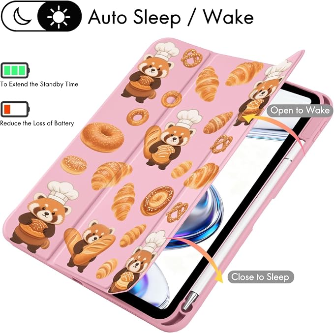 Cute Deer Fawn Rose Flowers Case for iPad 9th/8th/7th Generation | Cute Designs Cover for iPad 10.2 2021/2020/2019 Gen with Pencil Holder | Slim Clear Acrylic Back Auto Sleep/Wake Shell