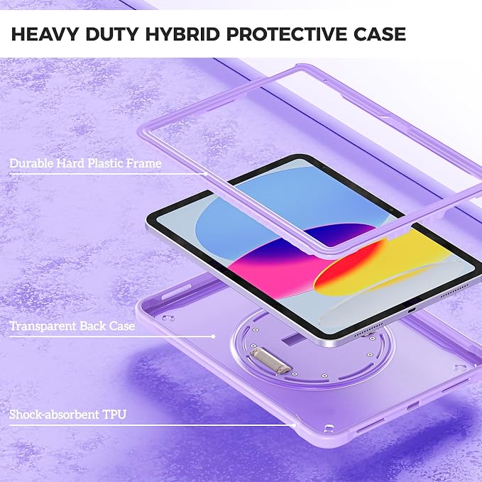 ProCase Rugged Case for iPad A16 11th Gen 2025/iPad 10th Gen 2022 -Black | Heavy Duty Shockproof Rugged Kids Cover with Hand Strap 360 Degree Rotatable Kickstand Protective for iPad 11/10