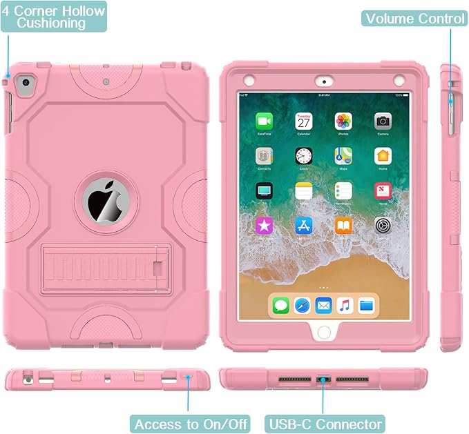ZoneFoker Case for iPad 6th/5th Generation (9.7 Inch 2018/2017 Model) iPad Air 2 / 1st iPad Pro 9.7 Heavy Duty Shockproof Rugged Protective Case Alpine Green