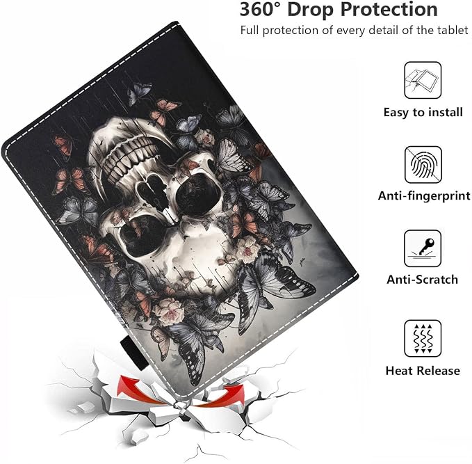 Case for Amazon Kindle Fire HD 10 Tablet 10.1 (9th/7th Generation 2019/2017 Release) - PU Leather Folio Case with Smart Auto Wake/Sleep African American Girl