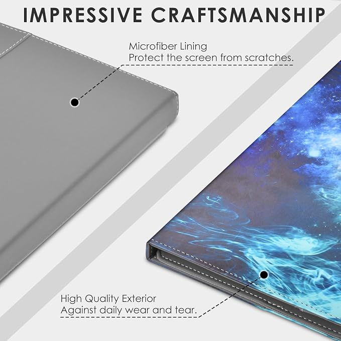 DETUOSI Universal 8.0 inch Tablet Case 8.7 inch Tablet Cover Travel Portable Protective Folio PU Leather Stand Shell Case【with 4 Fixed Rings】for All Kinds of 8.0-8.7 inch Android/iOS/Windows Tablets