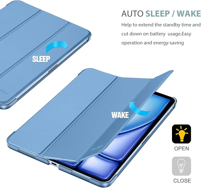ProCase Smart Case for iPad Air 11-inch M4/M3/M2 &amp Air 10.9 5th/4th Gen | Hard Back Cover with Auto Sleep/Wake Slim Lightweight Case for iPad Air 11 2026/25/24 &amp 10.9 2022/2020-Aqua