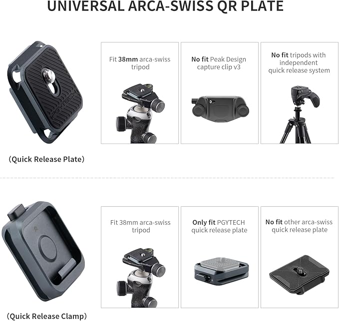PGYTECH Quick Release Plate +Adapter w/Arca Swiss Clamp Camera Mount for Sony/Nikon/Fuji/DJI Quick Setup Mount with Tripods Adapter
