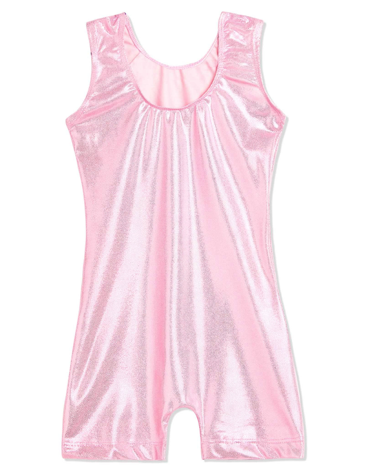 Domusgo Leotard for Girls Gymnastics Size 3t 4t Solid Pink Sparkle One Piece Biketard with Short