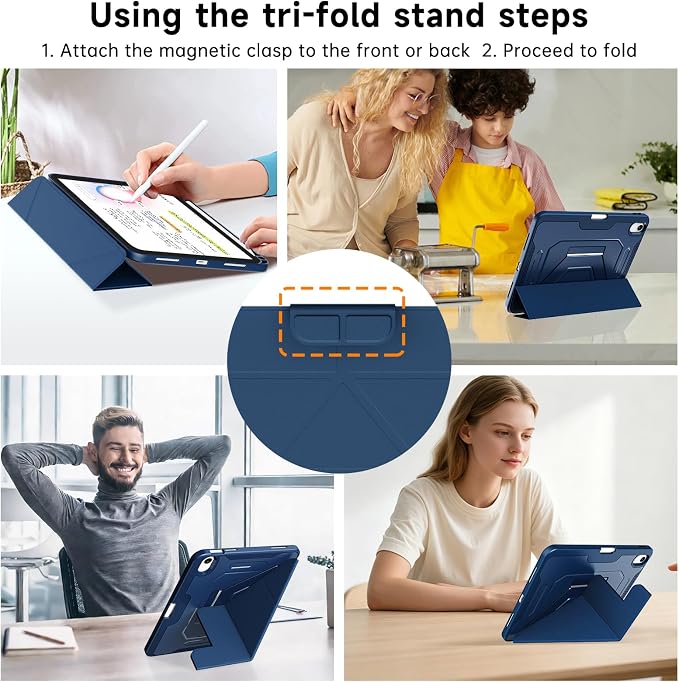 for ipad A16 Caseipad 11th/10th Generation Case 11Inch 2025/10.9 Inch 2022 | with Pencil HolderRemovable Magnetic &amp Trifold Leather Stand CoverMulti-Angle VewingAuto Sleep/Wake (Black)