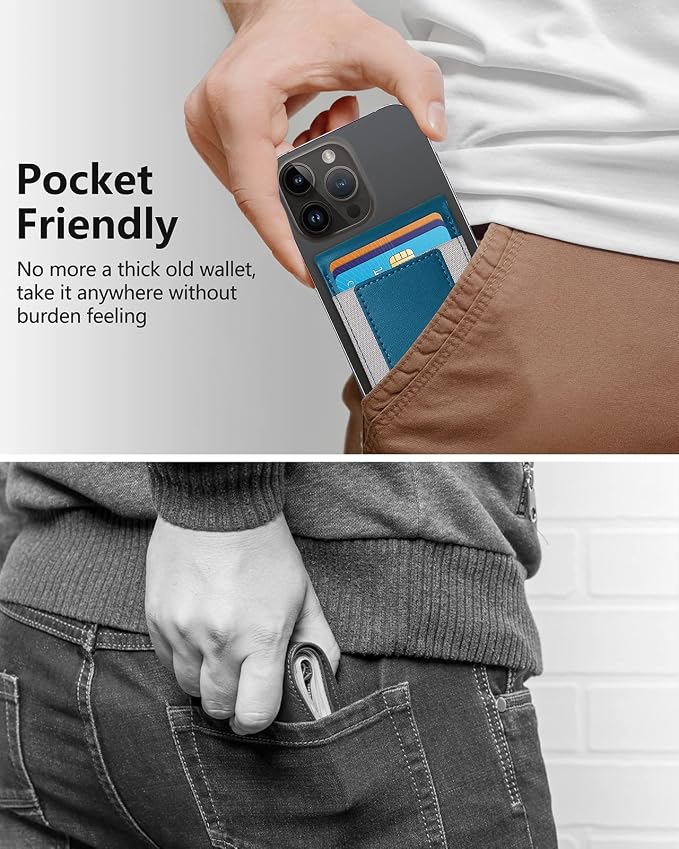 ExtreLife 2-in-1 Magsafe Wallet Adjustable Stand Open ID Window Magnetic Wallet for iPhone 17/16/15/14 Pro Max/14 Pro/14 Plus/13/12 Series 9 Cards Holder Vegan Leather Black