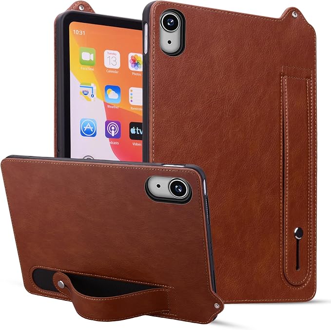 Slim Case for Apple iPad 10th Generation 10.9 Inch 2022 PU Leather Lightweight Hand Strap Stand Feature Drop Protection Back Cover for iPad 10th Gen 10.9 Black