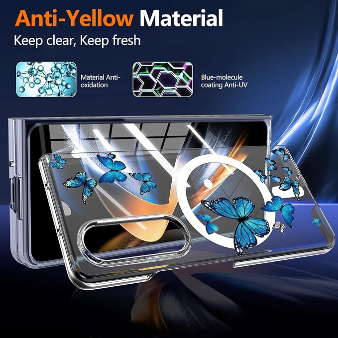 for Galaxy Z Fold4 CaseBuilt-in Magnet CircleWireless Charging | Military-Grade Shockproof case Cover for Samsung Galaxy Z Fold4Anagallis