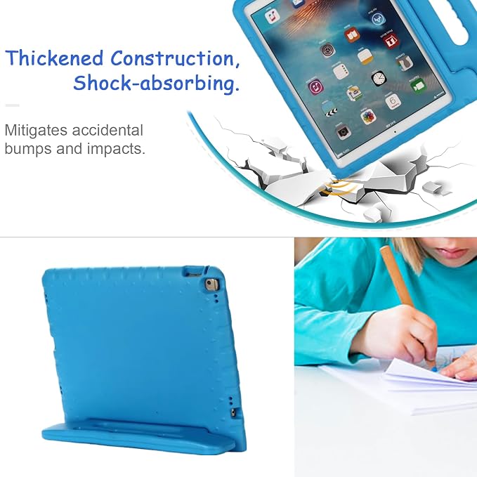 Kids Case for iPad Pro 11 M5/M4 &amp iPad Air 11 (2026/2025/2024) Shockproof Case with Pencil Holder Techcircle Light EVA Foam Handle Stand Bumper Protective Child Friendly Drop Proof Cover Black