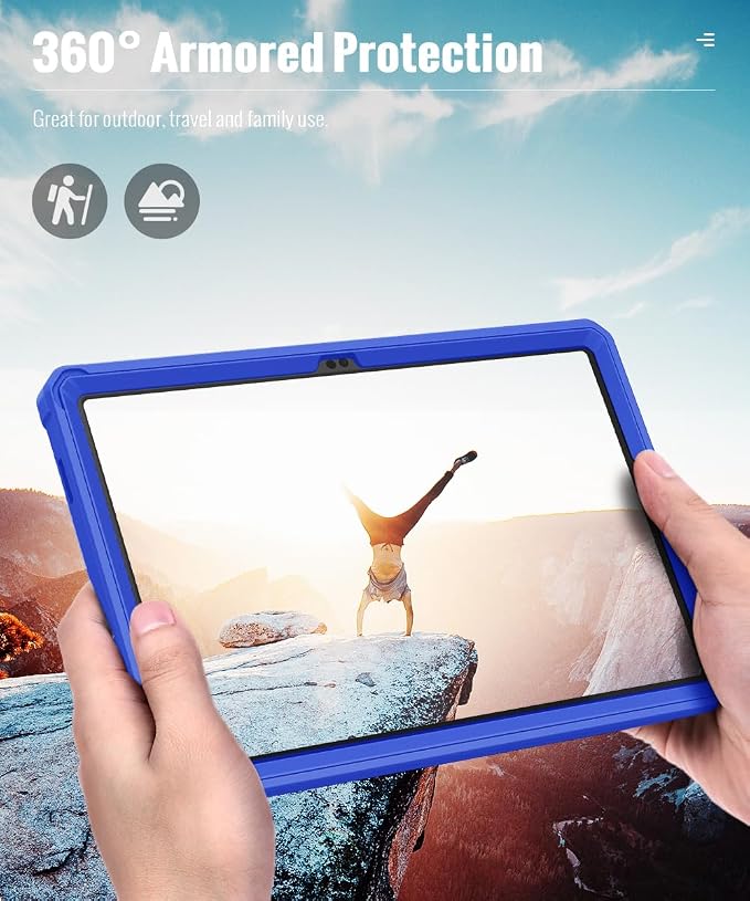 MoKo Shockproof Case Fit Samsung Galaxy Tab A11+ Plus/ A9+ 11 Inch | Full Body Rugged Stand Back Cover with Built-in Screen Protector for Galaxy Tab A11+/ A9+ Tablet Light Gray