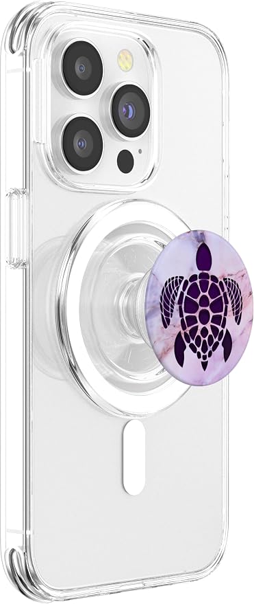 Purple Turtle Phone Grip on Pink Blue Gray Look PopSockets Adhesive PopGrip