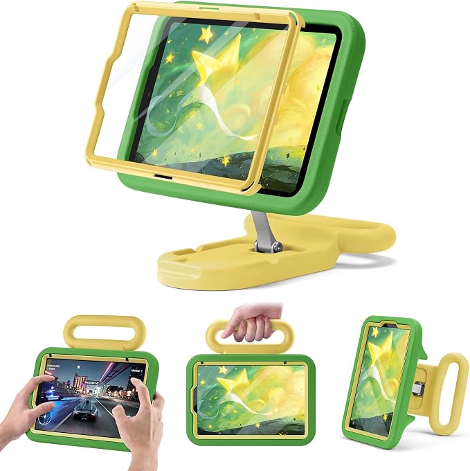 Kids Case for iPad Mini7(A17 Pro)2024/Mini 6 with Handle &amp Screen Protector | Child-Friendly Shockproof Case with Handle &amp Adjustable Portrait/Landscape Stand for iPad mini 7th 2024/6th 2021 8
