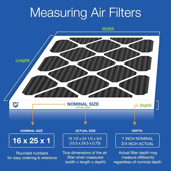 Nordic Pure 16x25x1 Pure Carbon Pleated Odor Reduction Furnace Air Filters 6