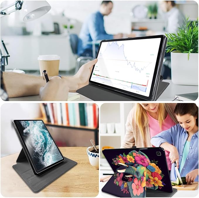 for Samsung Galaxy Tab S6 (10.5 inch) Tablet 2019 release-360 Degree Rotating Stand PU Leather Cover with Auto Wake/Sleep + S Pen HolderArt Butterfly