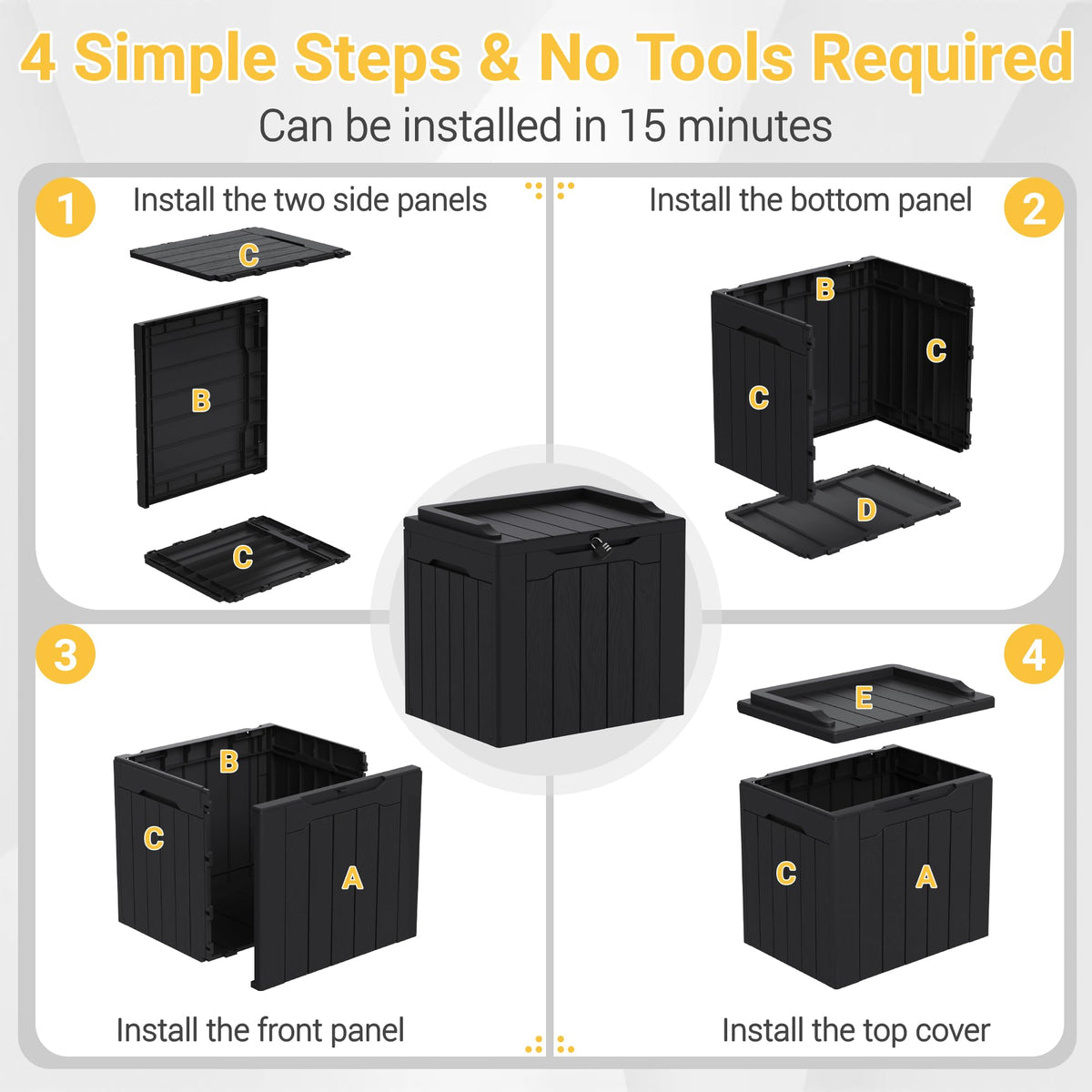 Greesum Outdoor Storage Box 31 Gallon Storage Box with Lid for Patio Furniture, Garden Tools, Pool Supplies, Waterproof and UV Resistant, Lockable, Dark Black