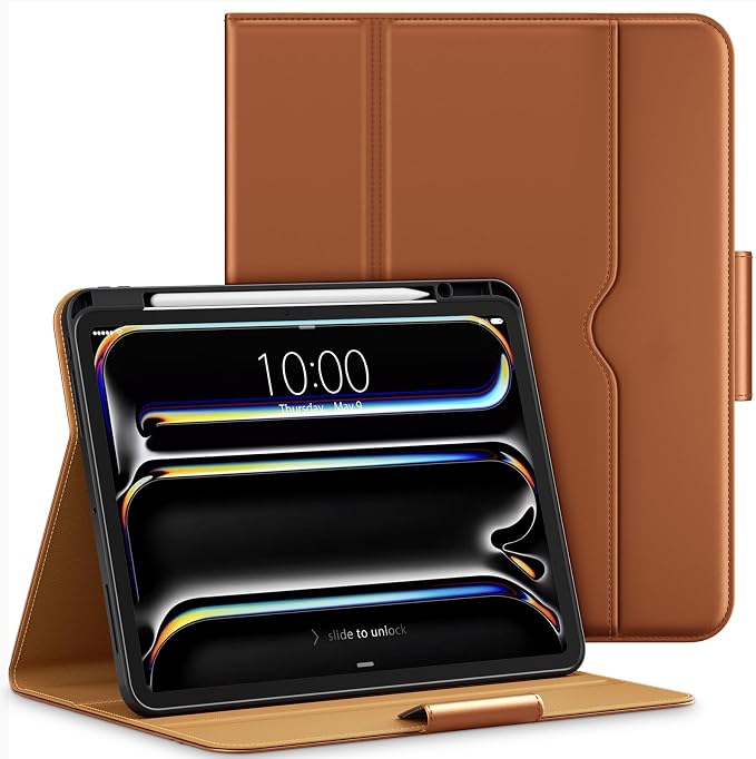 DTTO for iPad Pro 13 Inch Case M5/M4 2025/2024 Magnetic Clasp Multiple Angles Auto Wake/Sleep Premium Leather Business Folio Stand Smart Cover with Pencil Holder for iPad Pro 13 Blue