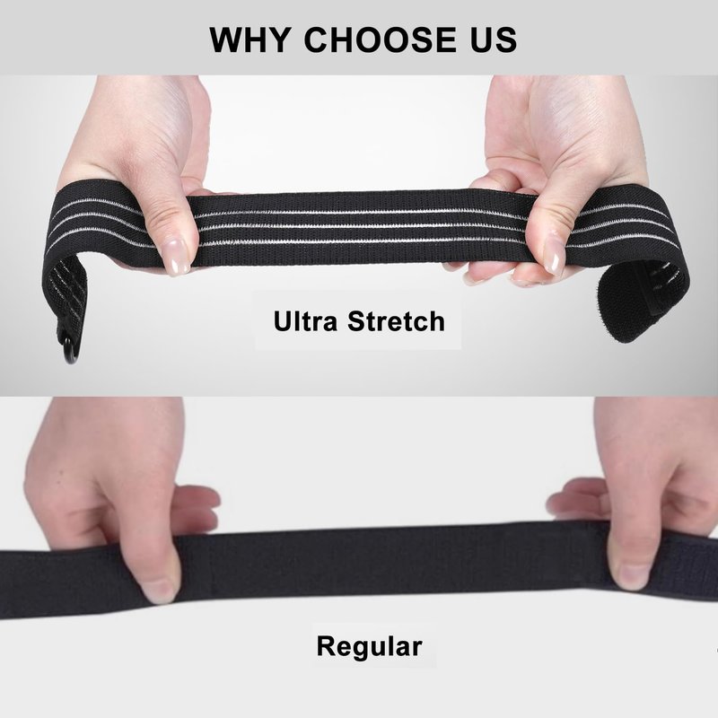 Masterwise 2PCS Adjustable Elastic Ankle Straps, Boot Straps for Cowboy Boots, Pant Leg Straps for Biking, Hiking, Fishing, Hunting, Traveling, Fits Men&Women (Black)