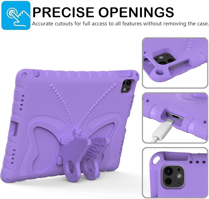 Kids Case for iPad Air 13 (2026/2025/2024) M4/M3/M2 &amp iPad Pro 13 2024 &amp iPad Pro 12.9 Cover 6th/5th/4th/3rd Gen (2022/2021/2020/2018) DIY Figures EVA Rubber Handle Stand Shockproof Bumper
