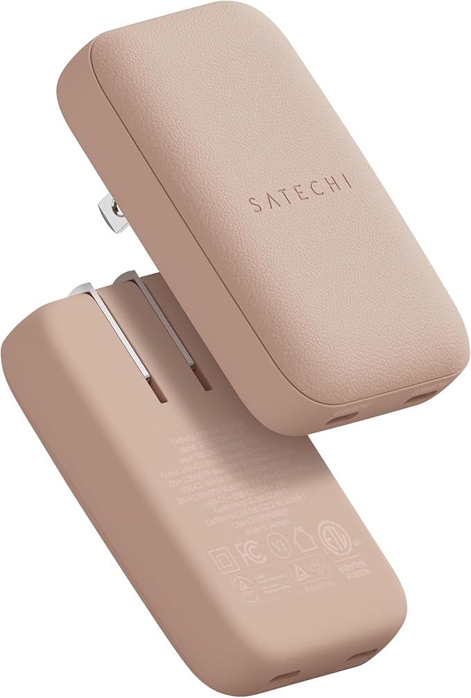 Satechi OntheGo 67W GaN Wall Charger PD 3.0 + PPS Dual USB-C Ports Black | Dual USB-C ports 45W+20W split-charging mode fits MacBook iPad iPhone 17 Galaxy Pixel Steam Deck