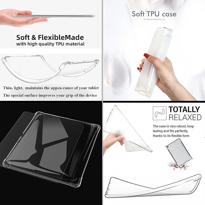 Clear Case for All-New Amazon Kindle Fire Max 11 Tablet (13th Generation 2023 Release) 11 Slim Lightweight Shell Transparent Soft TPU Back Shockproof Crystal Reinforced Corner Cover Clear