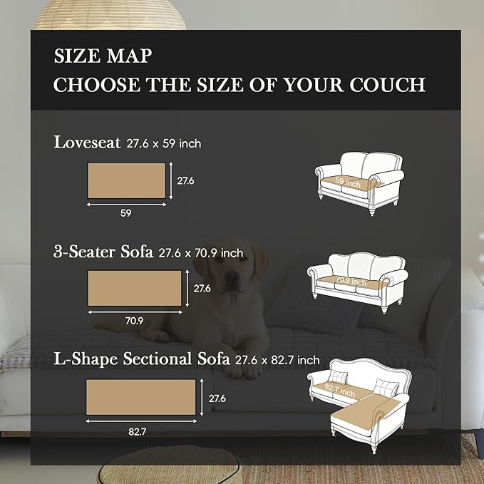 Couch Covers for 3 Cushion Couch Sofa Pet Friendly,Non-Slip Sofa Cover Washable