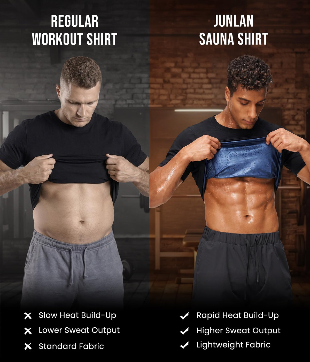 Junlan Sauna Shirt for Men Waist Trainer Vest Gym Top for Running Training