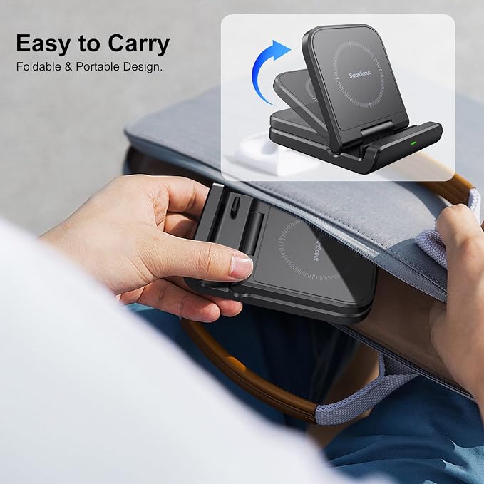 Wireless Charger for Samsung Z Flip 6 (2 Pack) SwanScout 501S Foldable Wireless Charging Stand for Galaxy Z Flip 6/5/4/3 Charging Station for Samsung Galaxy Z Flip Series/Moto Razr+(No Adapter)