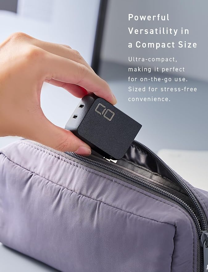 CIO NovaPort Duo II 67W2C Dual USB-C GaN Fast Charge Block (Black) | Compact 2-port fast charging wall adapter 67W max output for laptop phone and tablet