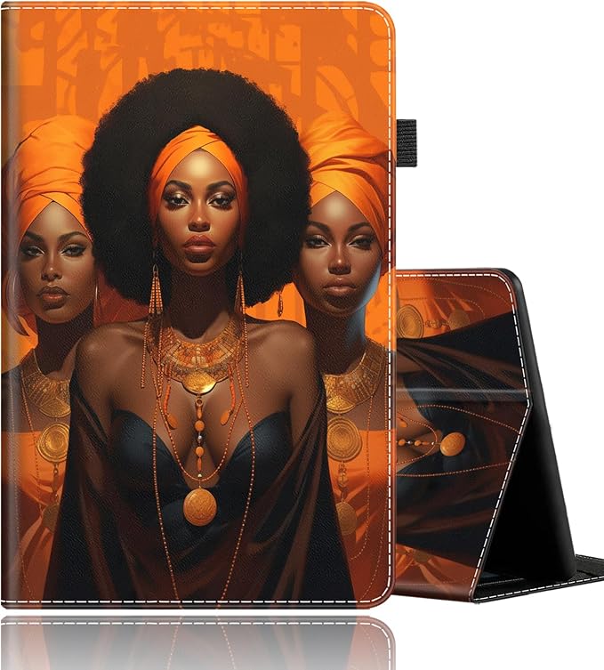 Case Fits All-New Amazon Kindle Fire HD 10 &amp 10 Plus Tablet (13th/11th Generation 2023/2021 Release) 10.1 Durable Shockproof Protective Cover with Auto Wake/Sleep，Black Woman Queen Afro Design