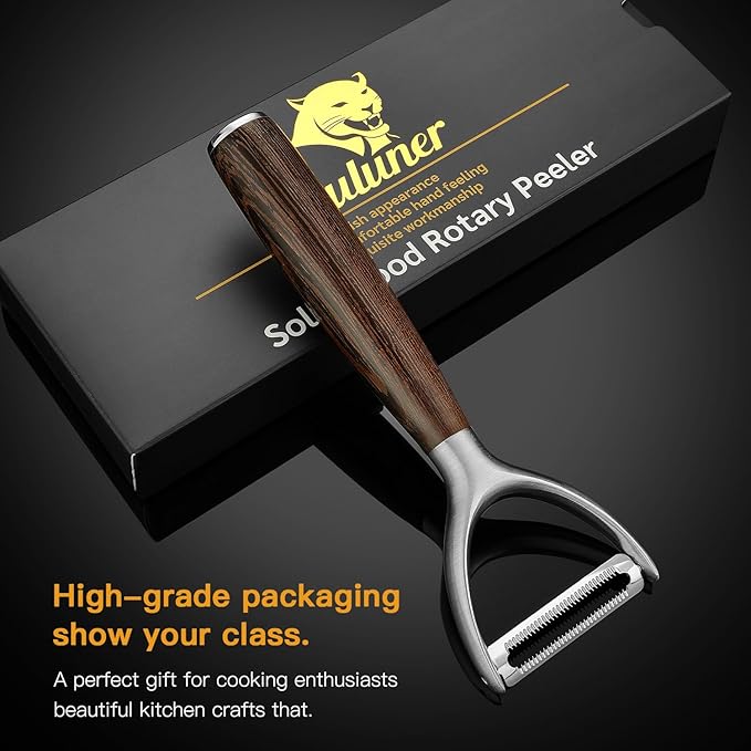 Serrated Blade Premium Y Type 304 Stainless Steel Multifunctional Kitchen Peeler Real Wood Handle Ultra Sharp Blade Vegetable Potato Apple(Wenge)