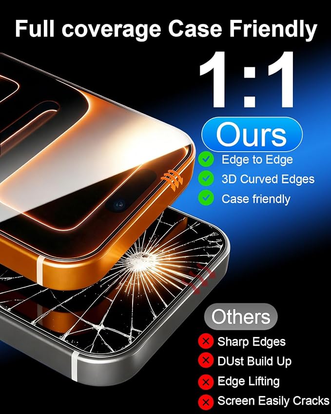 2-Pack Screen Protector Compatible with iPhone 17 Pro Max 6.9 Ultra HD Clear 9H Tempered Glass with Auto Alignment Installation Tray Anti-Fingerprint Case Friendly Film Bubble Free Easy Install