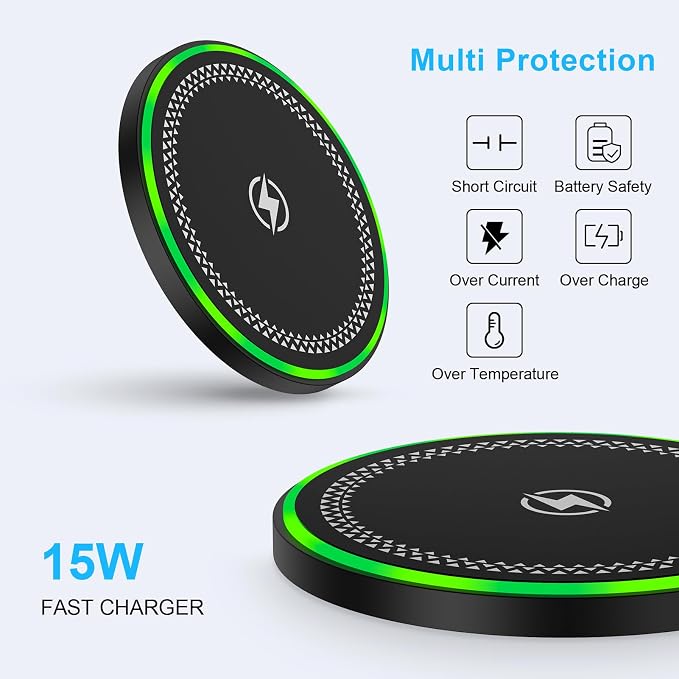 Samsung S25 Wireless Charger Fast Charging Pad Wireless Phone Charger for Android Samsung Galaxy S25 Ultra Edge S24 S23 S22 Cargador Inalámbrico para for iPhone 17 Pro Max Air 17 16 15