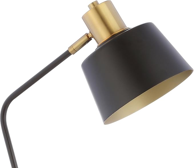 JONATHAN Y 23" Black/Brass Gold 1-Light Metal LED Task Lamp, Modern Arched Desk Lamp for Home Office or Reading Nook with Tilting Head, UL Listed, LED Bulb Included JYL6002A