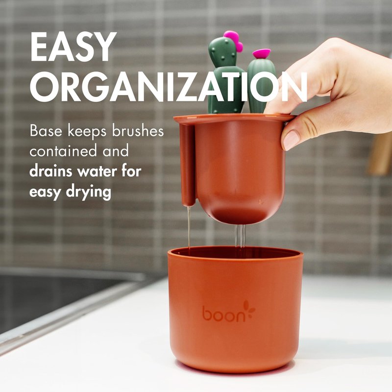Boon Cacti Bottle Cleaning Brush Set, Terracotta , 4 Piece Set