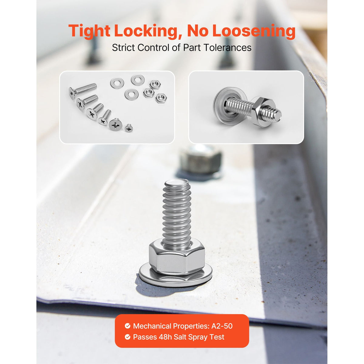 720 Pcs Bolts and Nuts Assortment Kit, Imperial Machine Screws and Flat Washers, Stainless Steel 6-32,8-32,10-24,1/4-20, for Furniture /Equipment/Vehicle Assembly, Silver