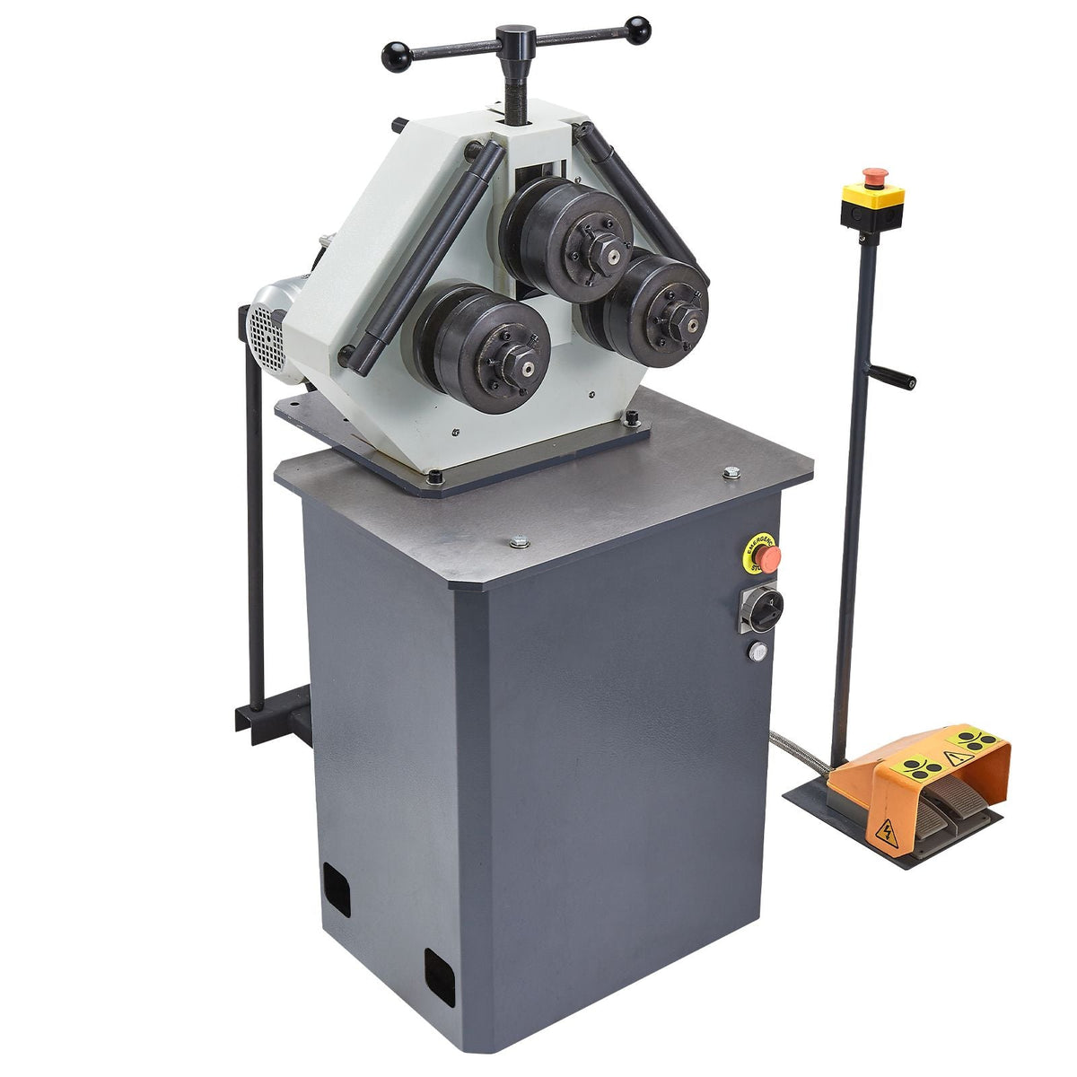 750W Electric Roll Bending Machine, 3-Roller Electric Pipe Bender Machine with Reversible Foot Switch, Support Horizontal/Vertical Operation (220V 60Hz 3-Phase, No Plug)