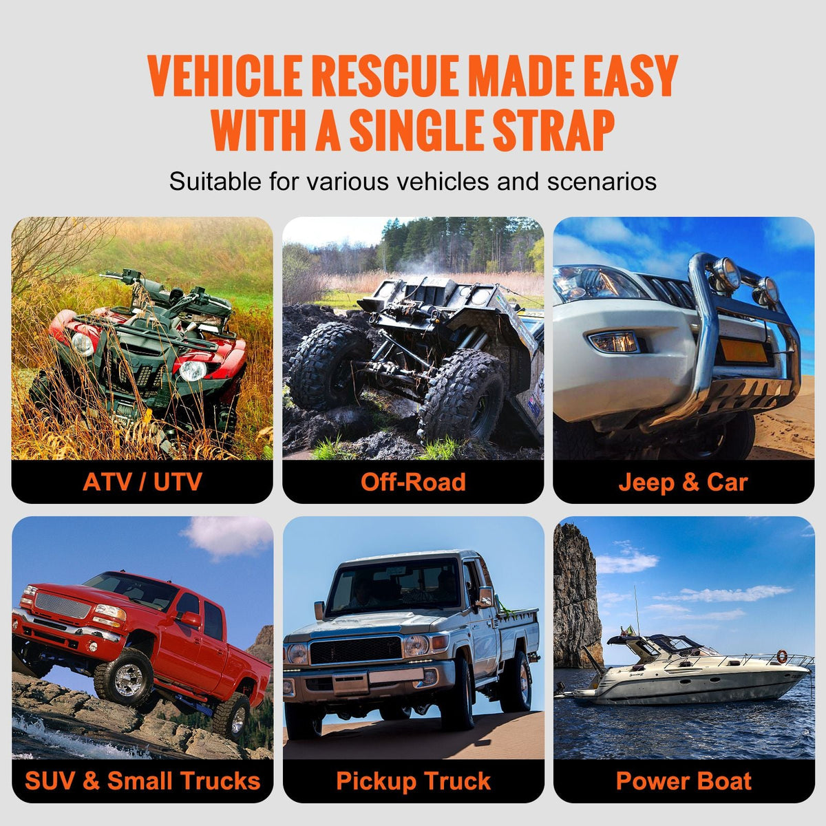 7/8" x 20' Kinetic Recovery Tow Rope 30,580 lbs, Heavy-Duty Off Road Snatch Strap, Extreme Duty 30% Elasticity Energy Snatch Strap for Jeep Car Truck ATV UTV SUV Tractor