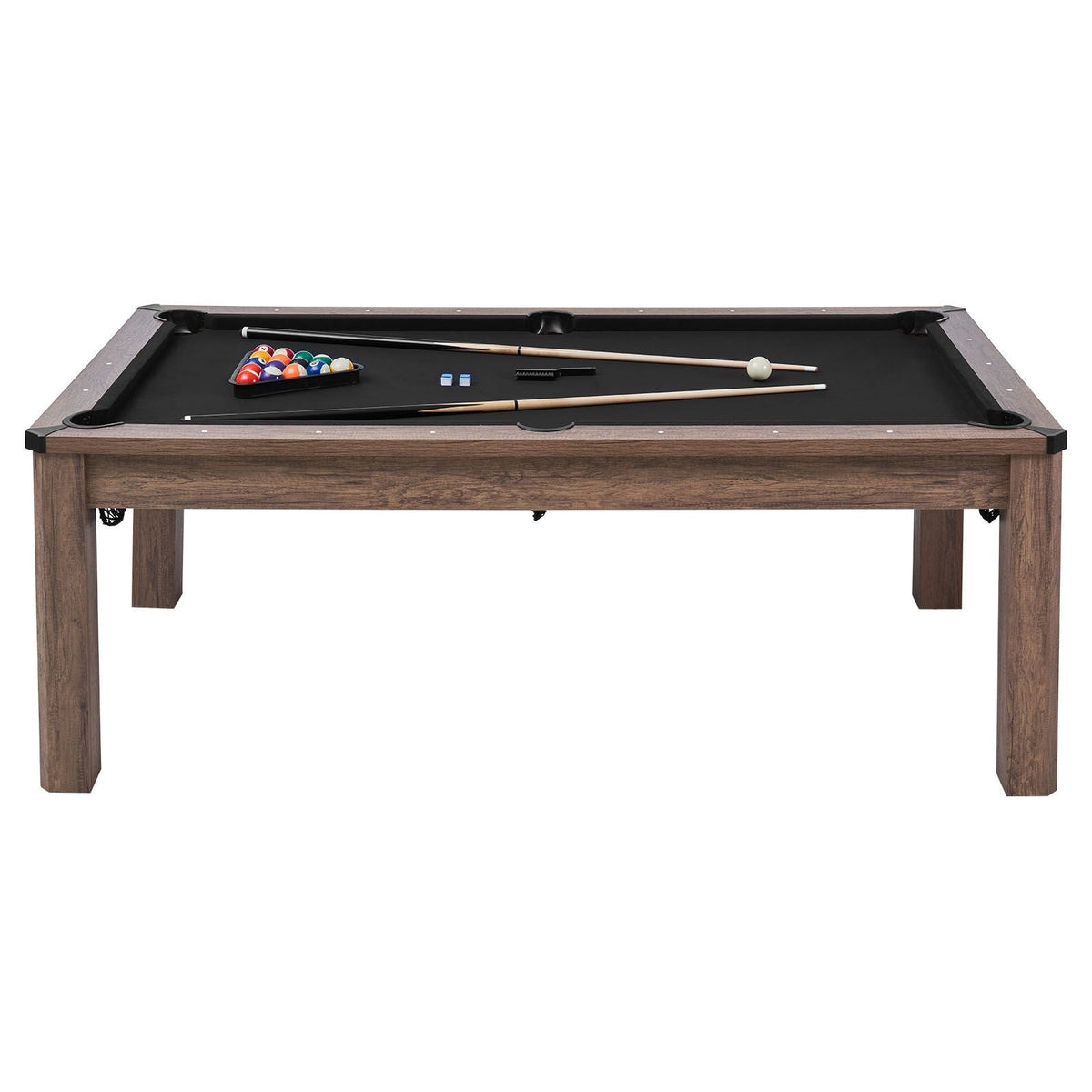 7ft Pool Table Combo Set, 3-in-1 Multi Game Billiards Tables with Dining Top and Ping Pong, 2 Benches for Storage and Accessories, Includes Ball Cue Rack Chalk Brush, for Family Recreation Room