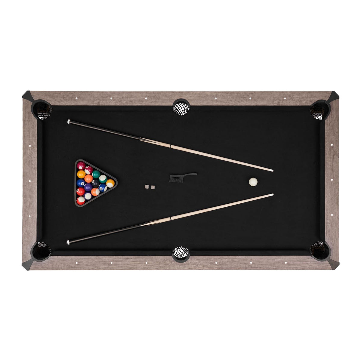 7ft Pool Table Combo Set, 3-in-1 Multi Game Billiards Tables with Dining Top and Ping Pong, 2 Benches for Storage and Accessories, Includes Ball Cue Rack Chalk Brush, for Family Recreation Room
