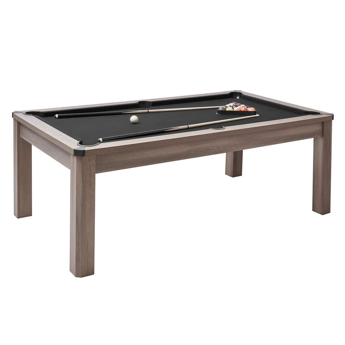 7ft Pool Table Combo Set, 3-in-1 Multi Game Billiards Tables with Dining Top and Ping Pong, 2 Benches for Storage and Accessories, Includes Ball Cue Rack Chalk Brush, for Family Recreation Room