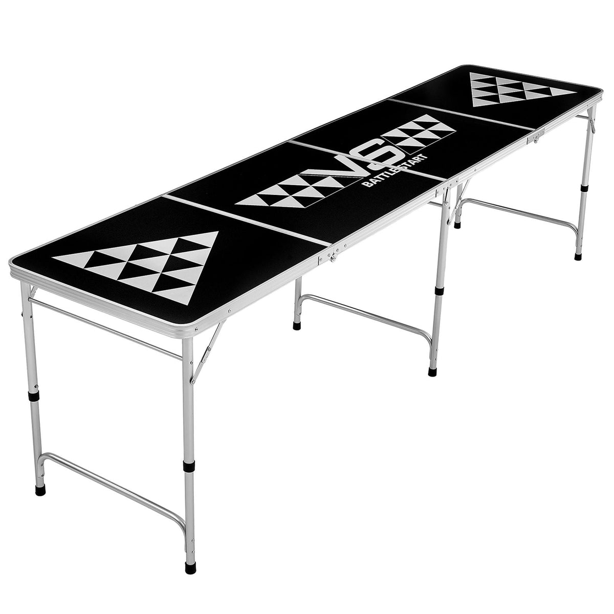 8 Foot Portable Beer Pong Table, Foldable Tailgate Table,Carrying Handles and 6 Pong Balls, Adjustable Height, Lightweight Table for Office, Tailgate Party, Travel and Camping, Black