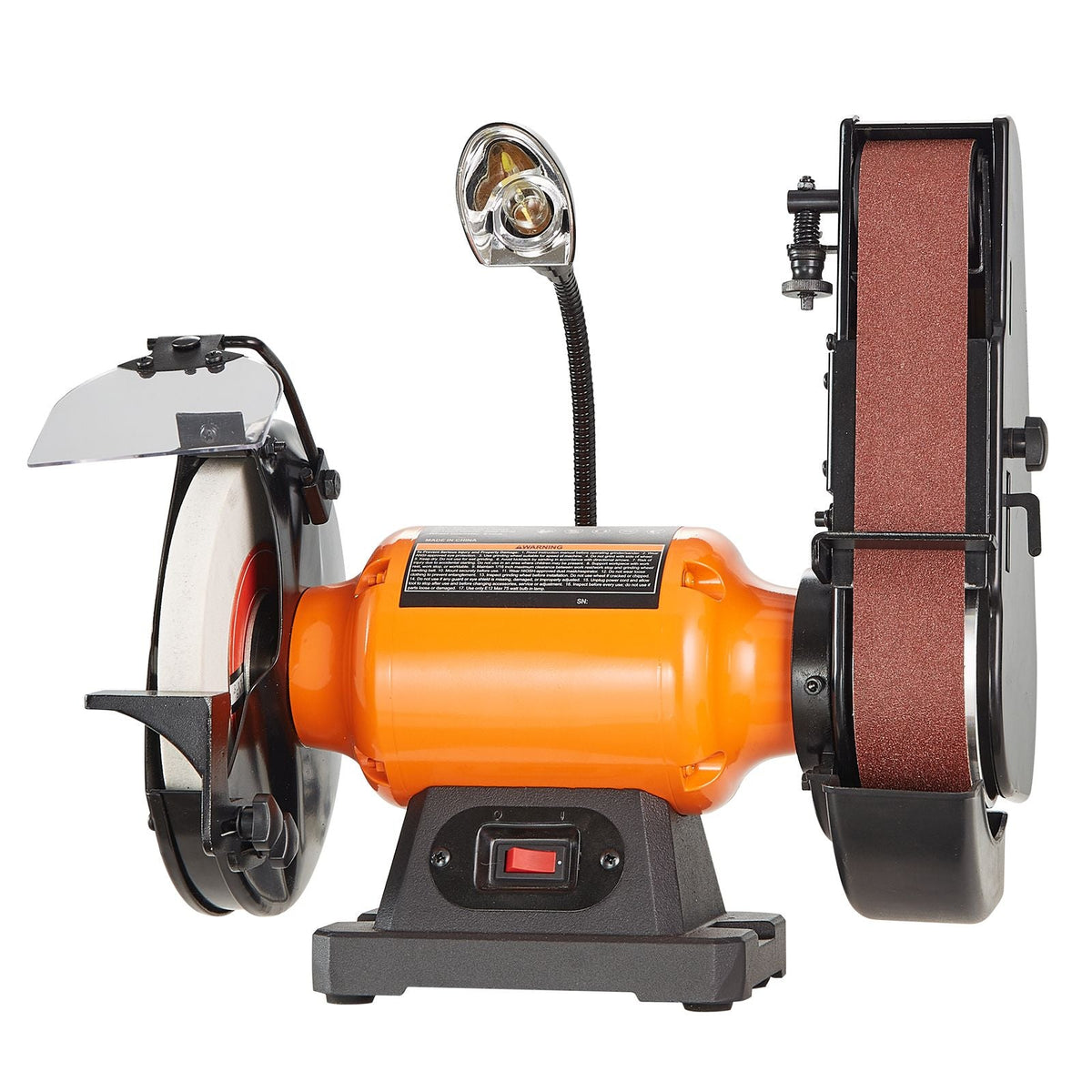 8 Inch Bench Grinder with 2 x28 Inch Belt Sander Combo, Bench Grinder Sander with 2.5A Induction Motor for Metalworking Sharpening Grinding
