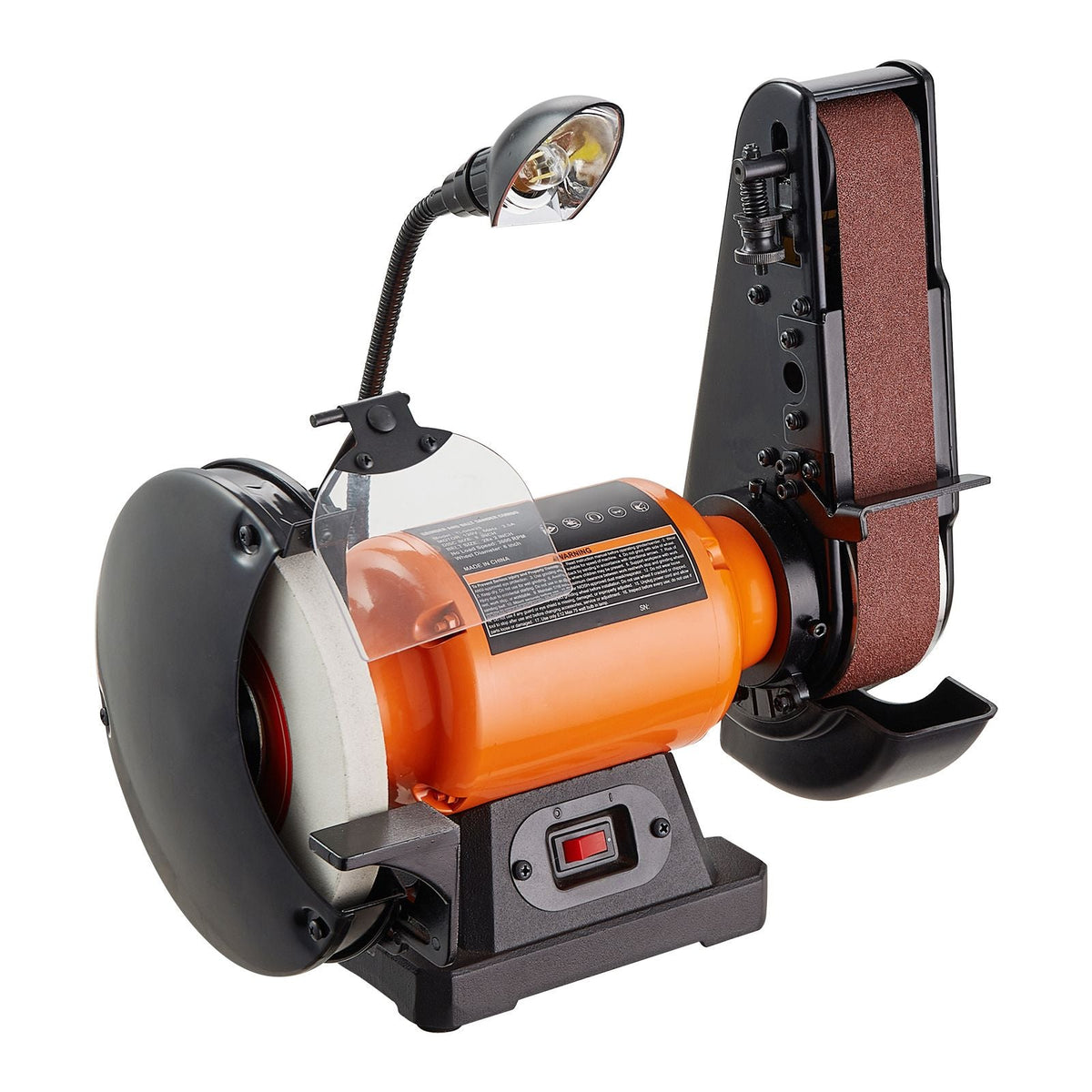 8 Inch Bench Grinder with 2 x28 Inch Belt Sander Combo, Bench Grinder Sander with 2.5A Induction Motor for Metalworking Sharpening Grinding
